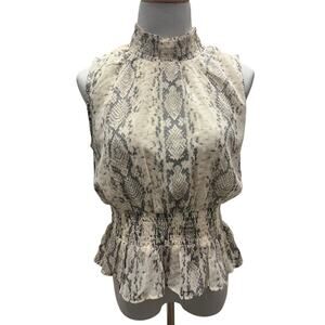 NWT Marisol Women's Snake Print Sleeveless Mock Turtleneck Blouse Top SIZE XL